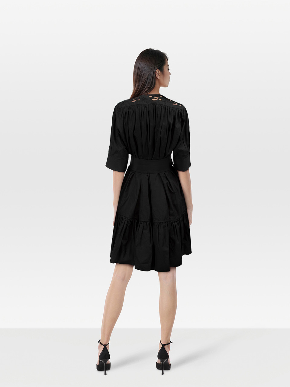 Chloé Black Ruched Belted Smock Dress