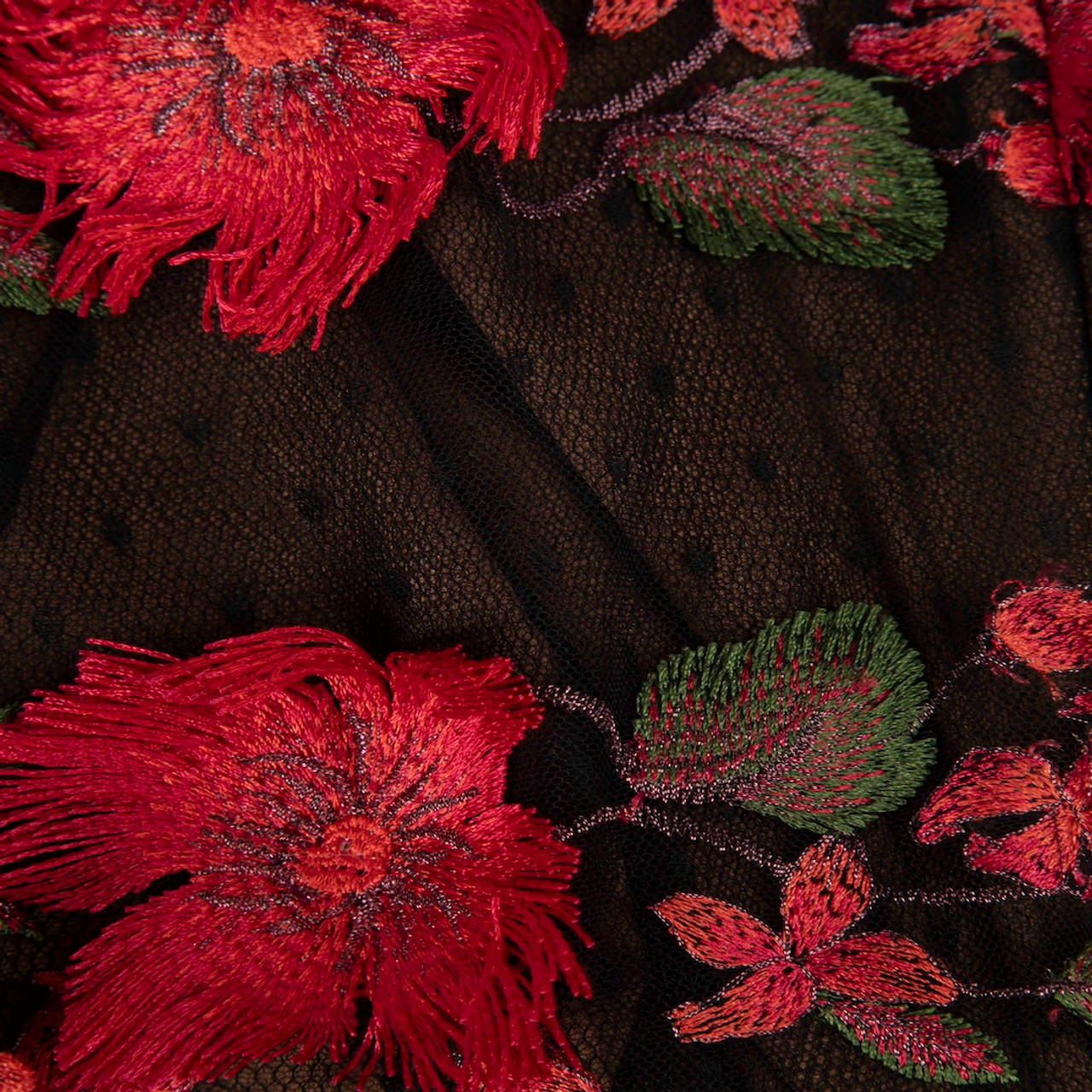 Marchesa Notte Embroidered Floral Mesh Dress