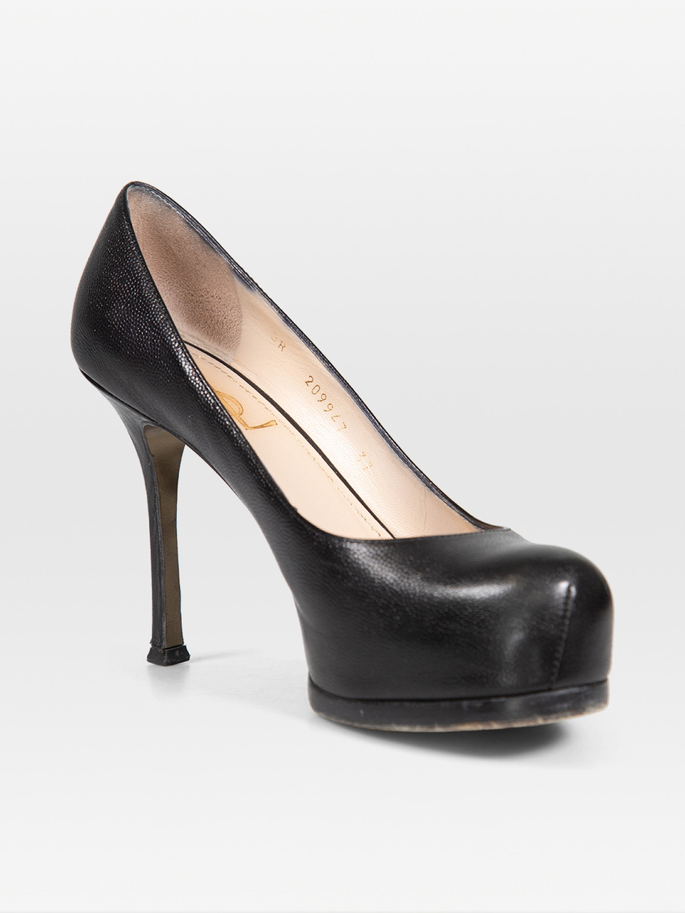 Saint Laurent Black Leather Almond Platform Pumps