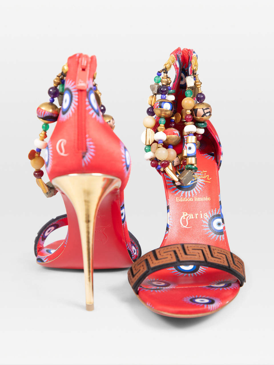 Christian Louboutin Red Evil Eye Print Sandals