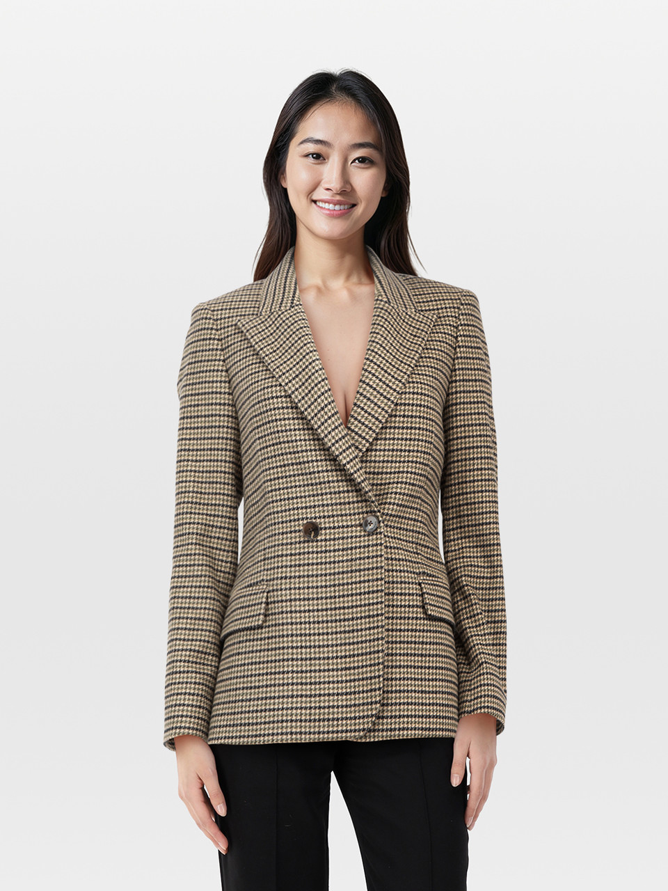 Zadig & Voltaire Brown Houndstooth Wool Blazer