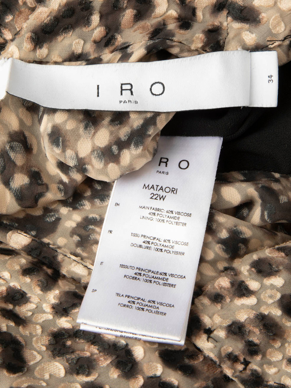 Iro Brown Leopard Print Long Sleeve Dress