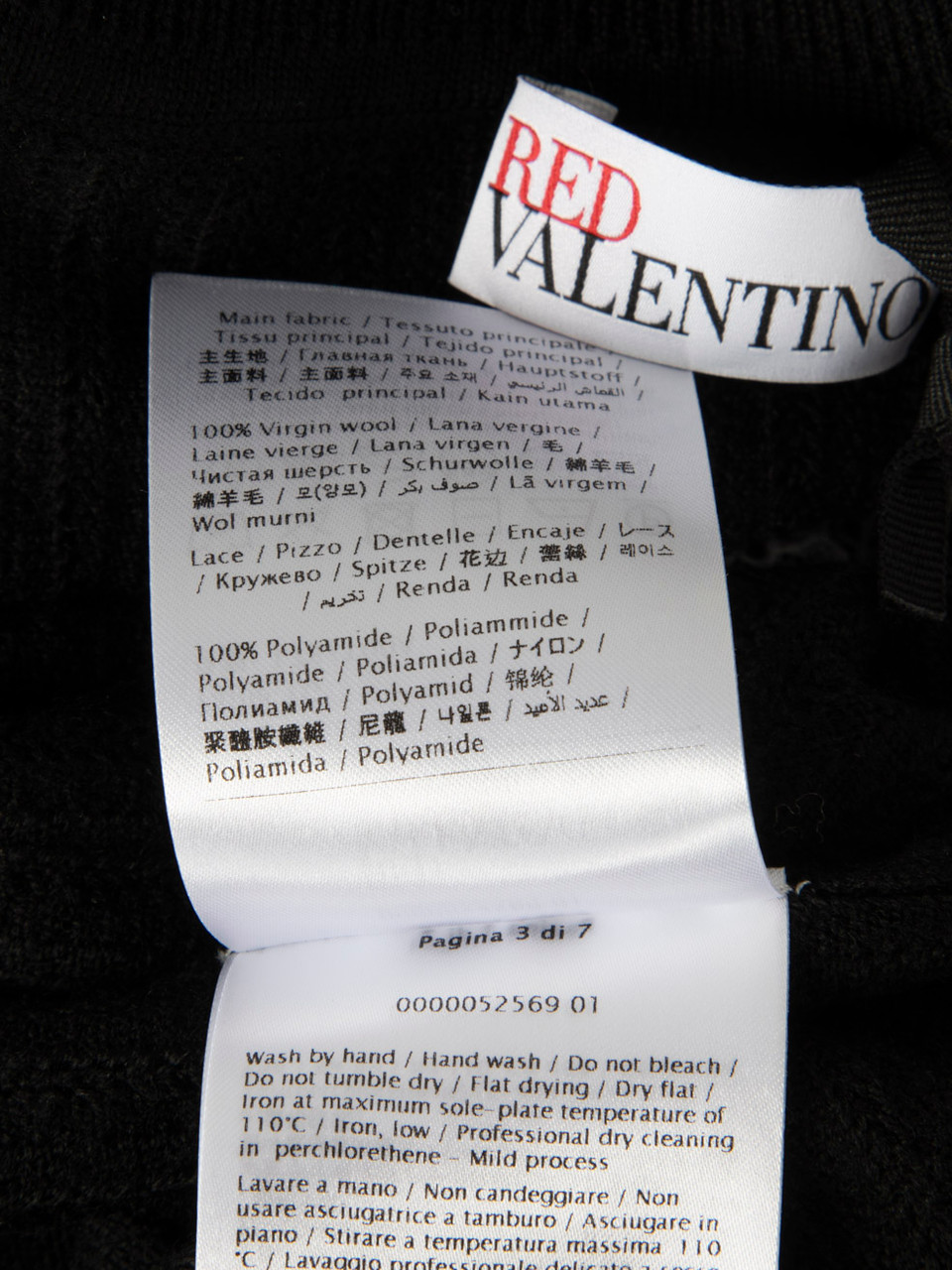 Valentino Garavani Red Valentino Black Wool Lace Trim Dress