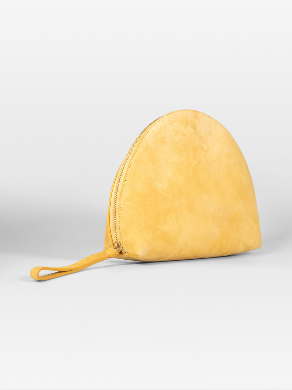 Mansur Gavriel Yellow Suede Half Moon Clutch Bag