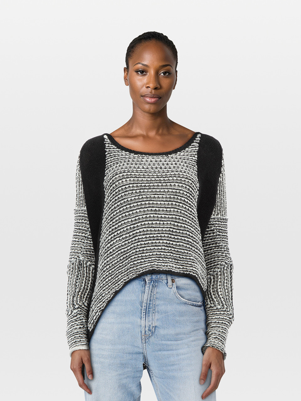 Helmut Lang Black & White Asymmetric Hem Sweater