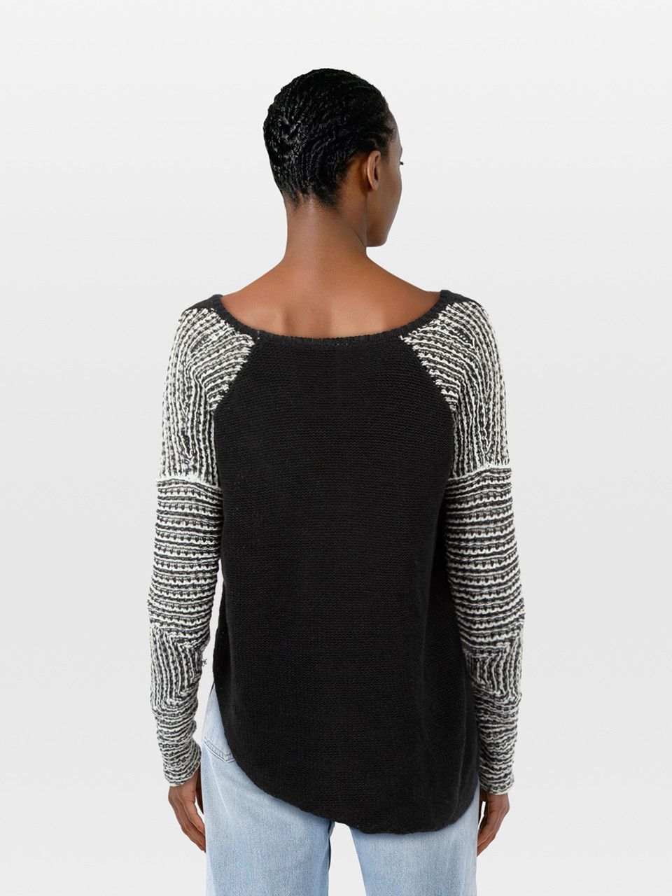 Helmut Lang Black & White Asymmetric Hem Sweater