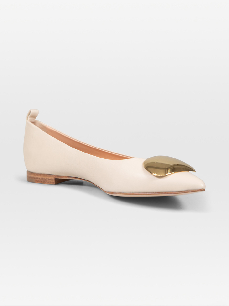 Rupert Sanderson Beige Leather Point Toe Flats