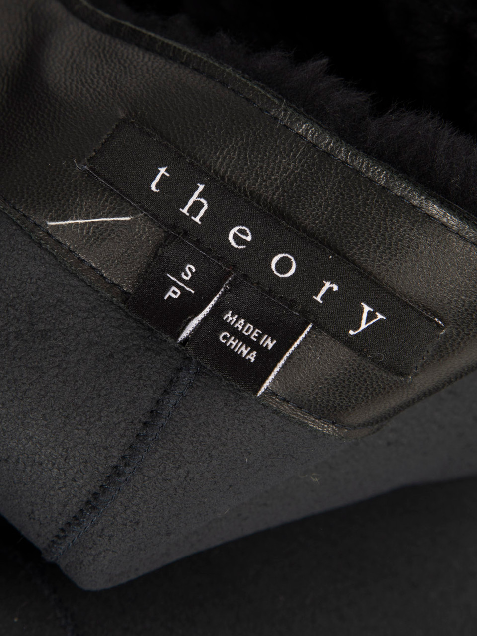Theory Navy Shearling Panel Coat