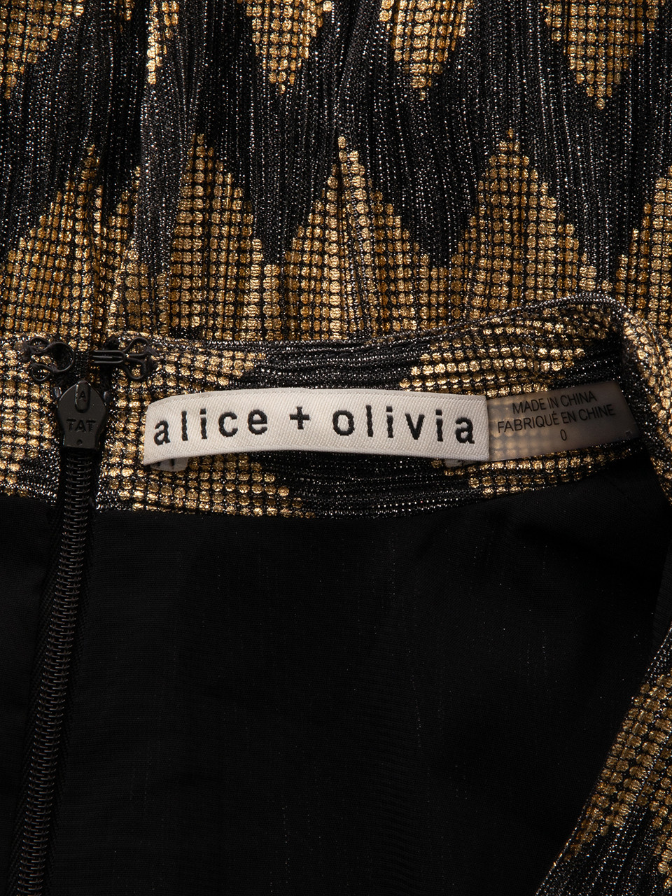 Alice + Olivia ZigZag Pattern V-Neck Midi Dress