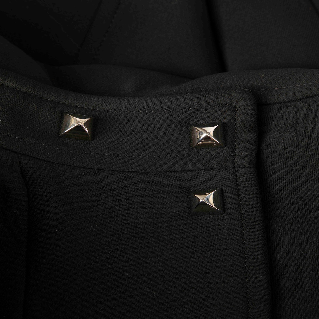 Hermès Black Wool Zip Up Mid Length Coat