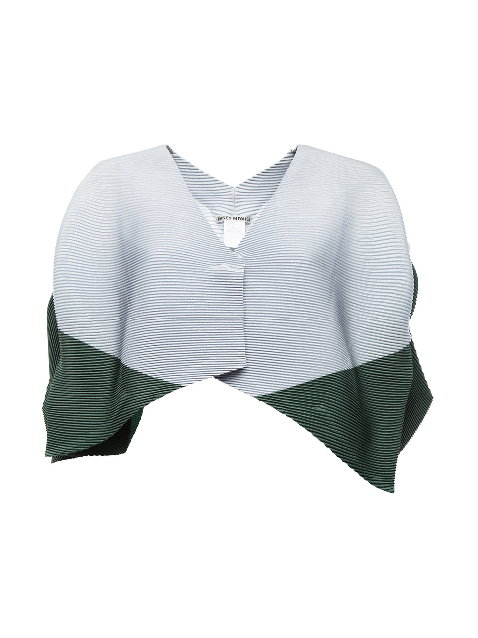 Issey Miyake Bicolor Pleated Cropped Blouse