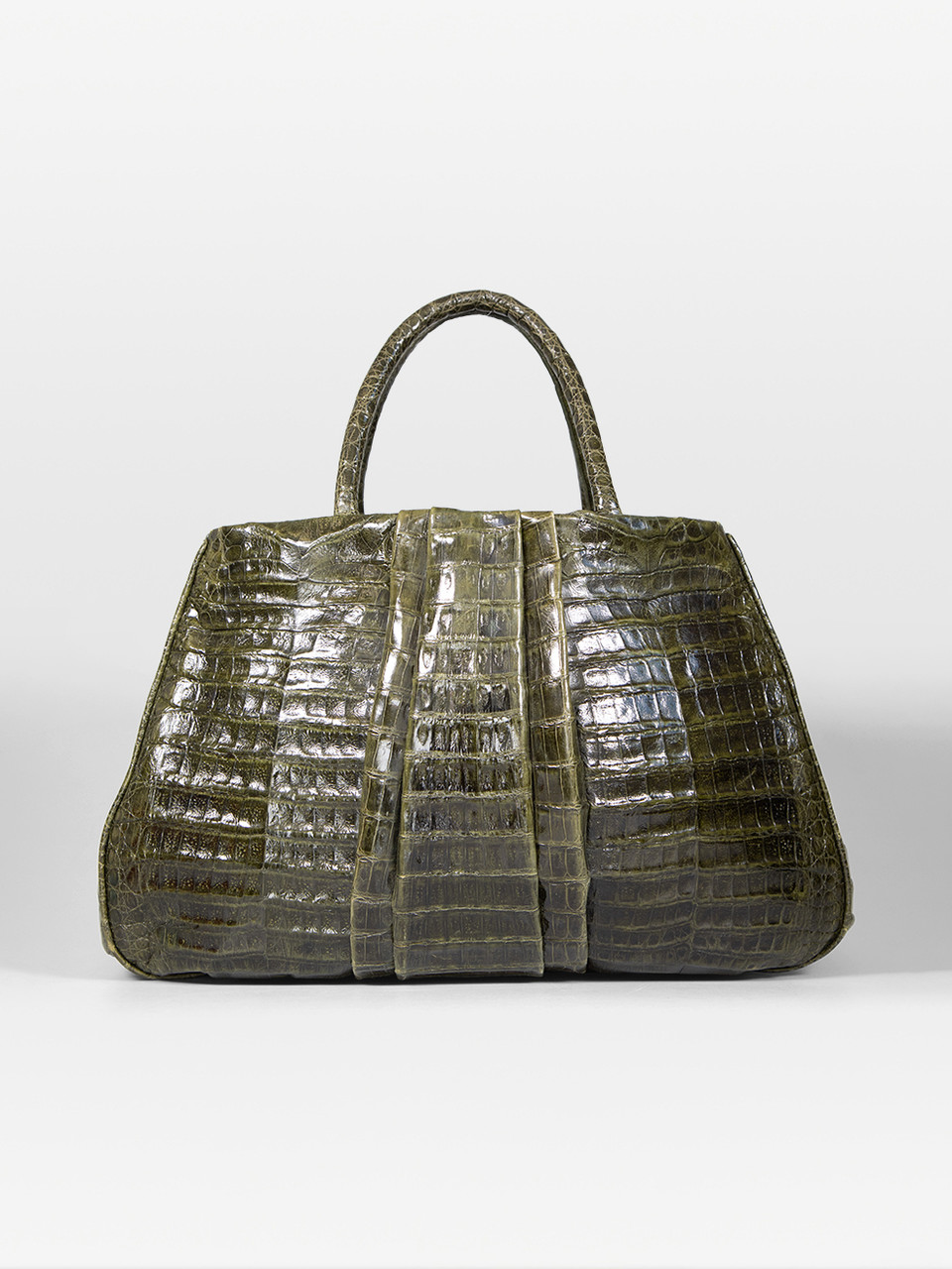 Nancy Gonzalez Khaki Crocodile Leather Handbag