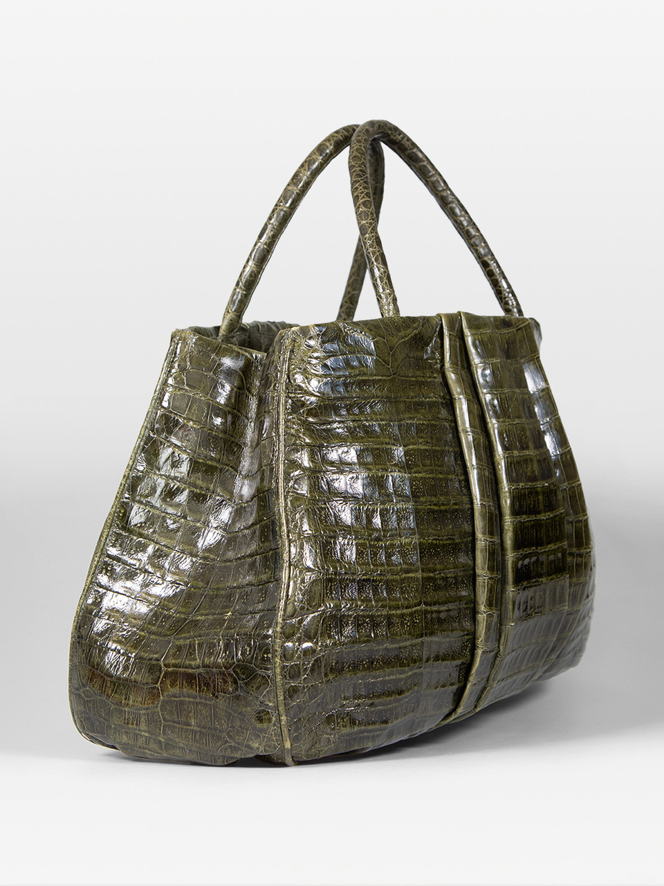 Nancy Gonzalez Khaki Crocodile Leather Handbag