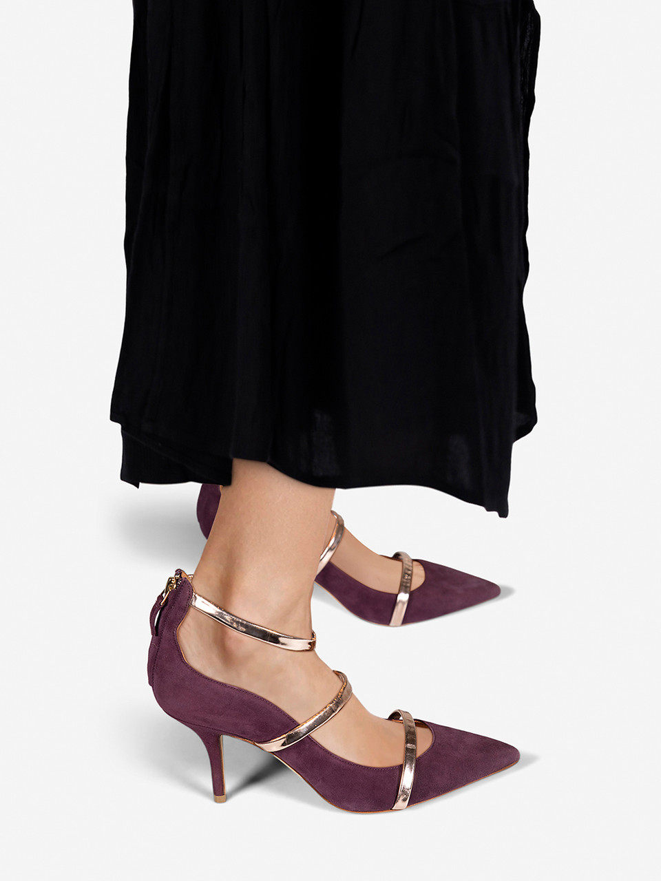 Malone Souliers Purple Suede Pointed Toe Heels
