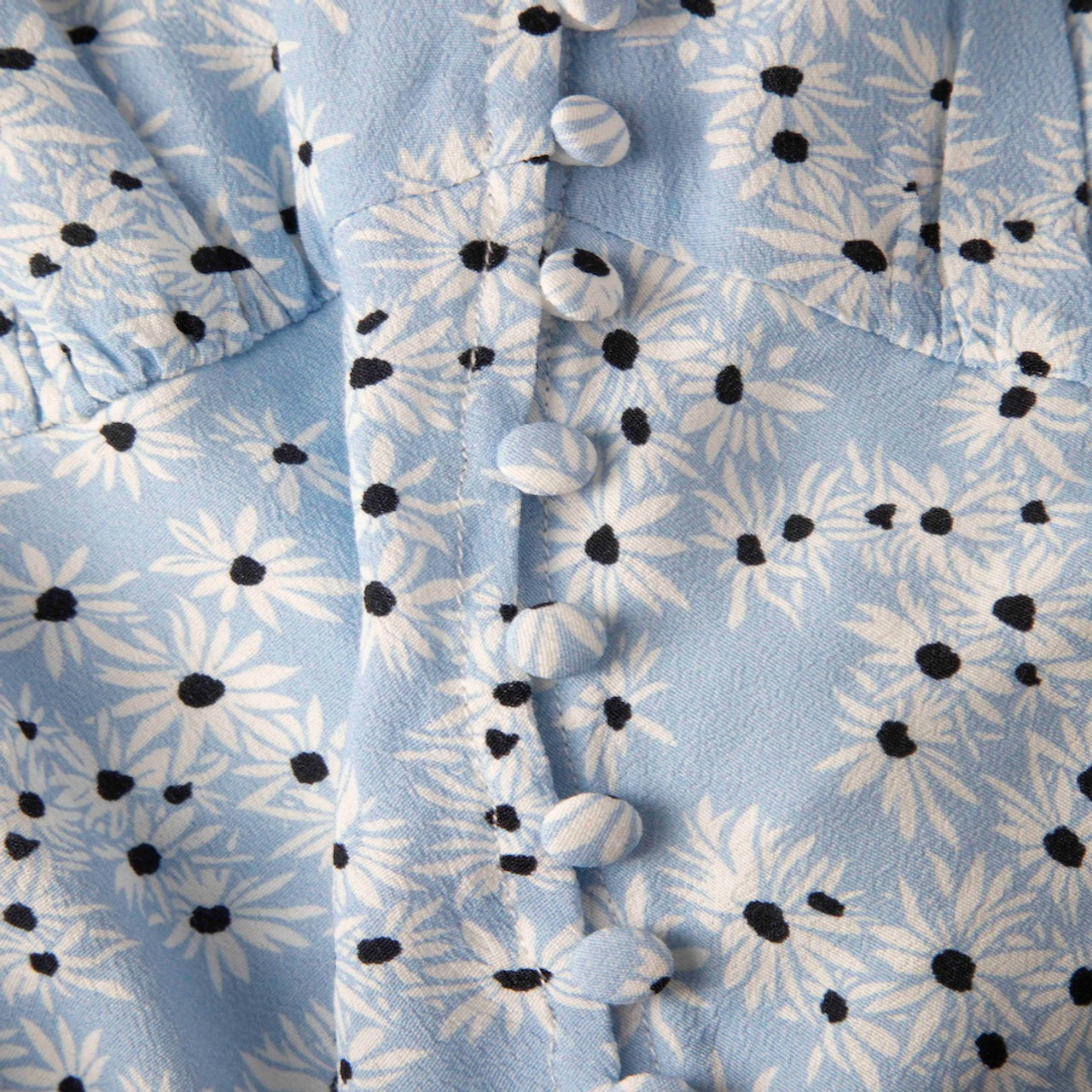 Rixo Blue Floral Print Long Sleeves Maxi Dress