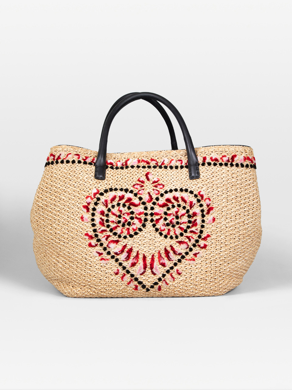 Ermanno Scervino Raffia Woven Heart Detail Tote Bag