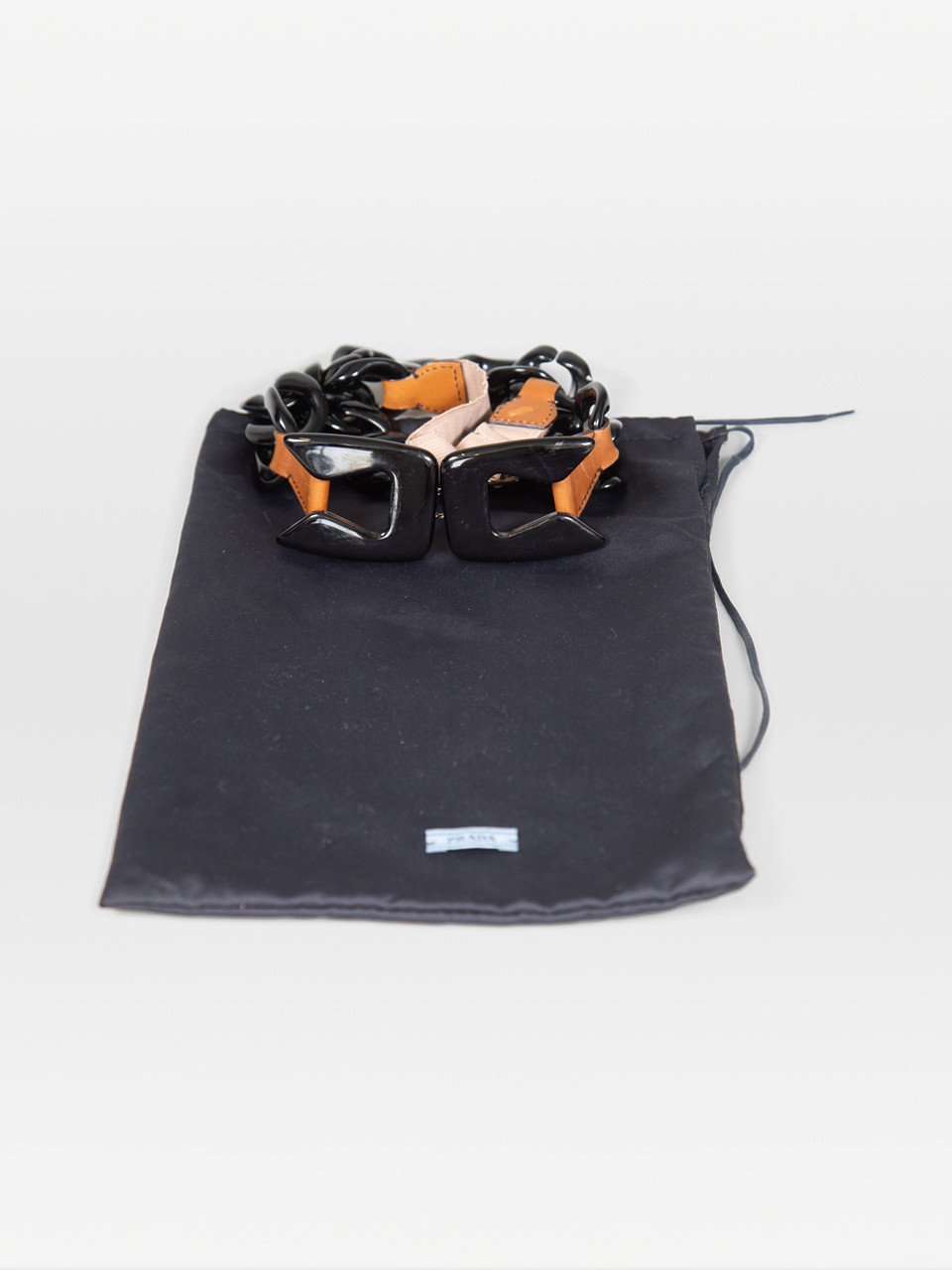 Prada Chain & Leather Elastic Panel Belt