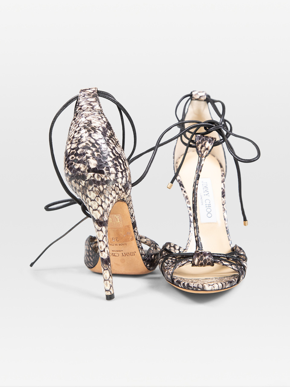 Jimmy Choo Brown Snakeskin Strappy Sandals