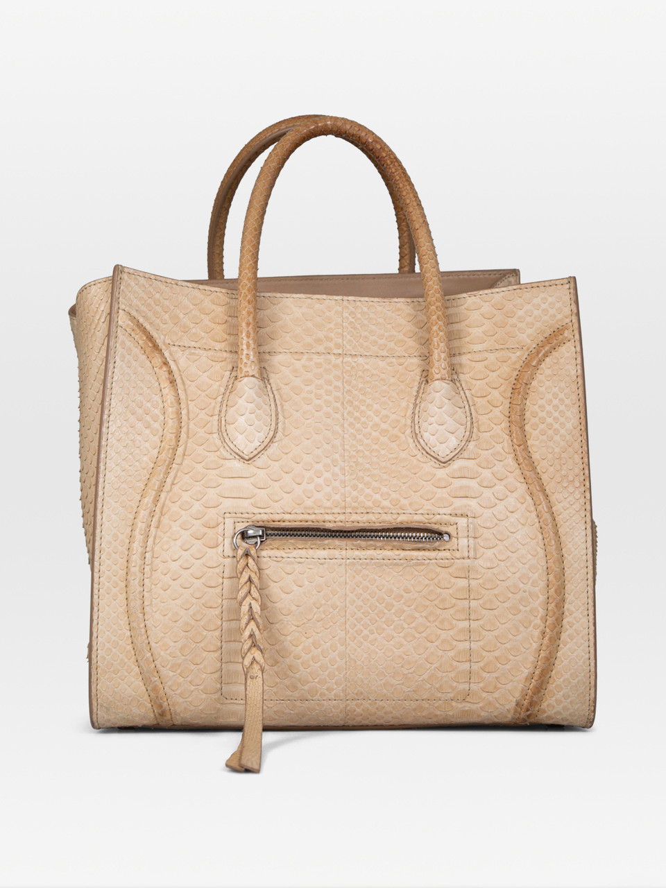 Céline Beige Python Medium Luggage Phantom Bag