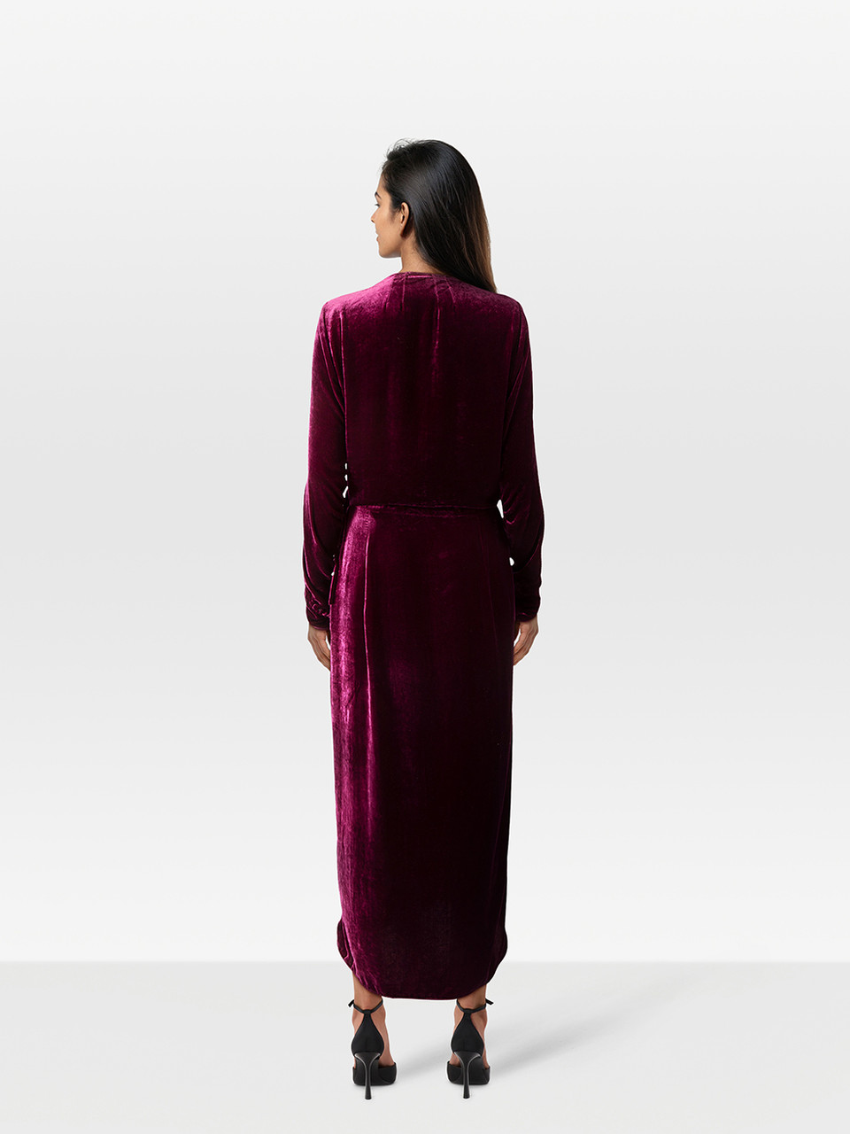 The Attico Purple Velvet Long Wrap Dress