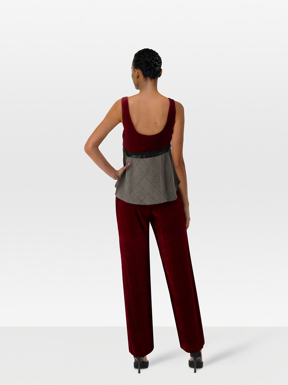 Emporio Armani Red Velvet Top & Trousers Set