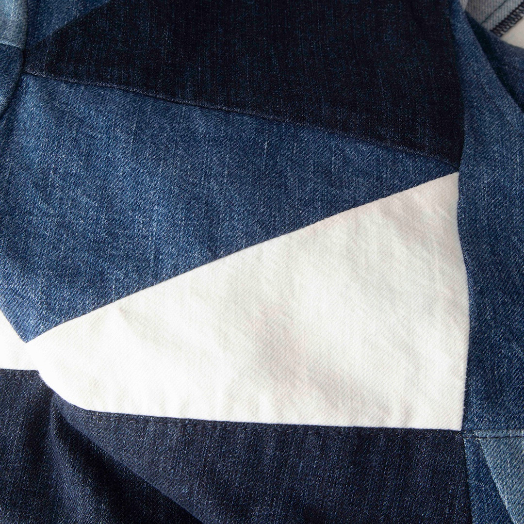 Maje Denim Patchwork V Neck Dress