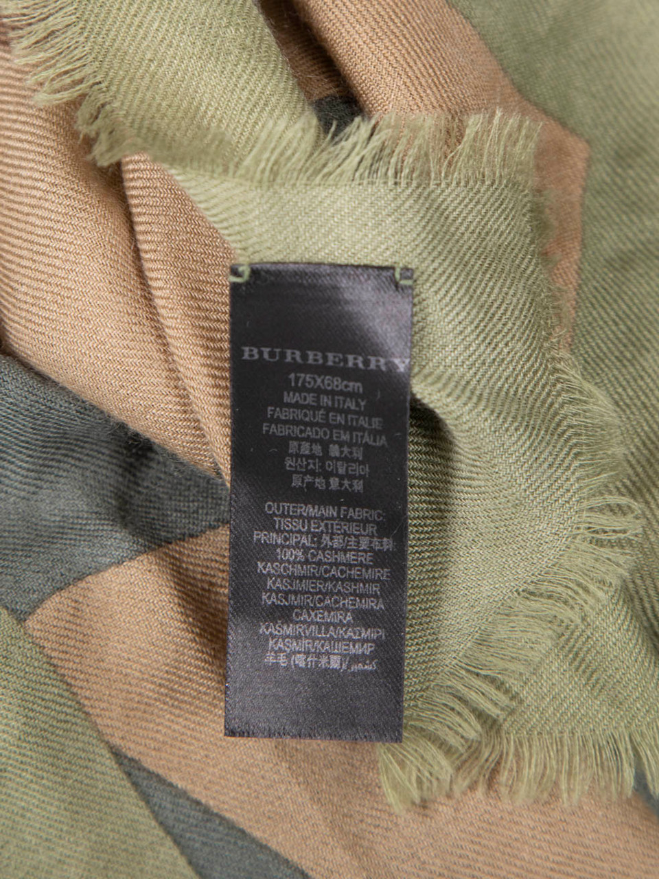 Burberry Khaki Cashmere Camo Scarf Burberry Khaki Cashmere Camo Scarf