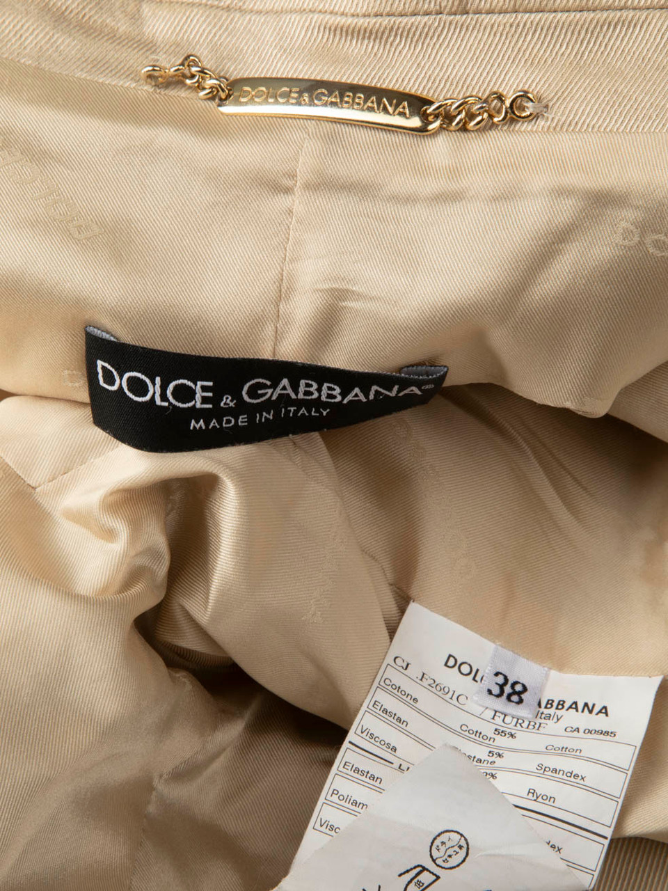 Dolce & Gabbana Beige Gold Button Blazer Dolce & Gabbana Beige Gold Button Blazer