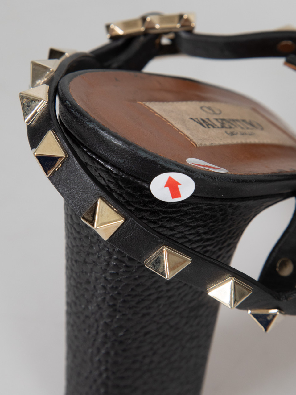 Valentino Garavani Black Leather Rockstud Block Heel Sandals