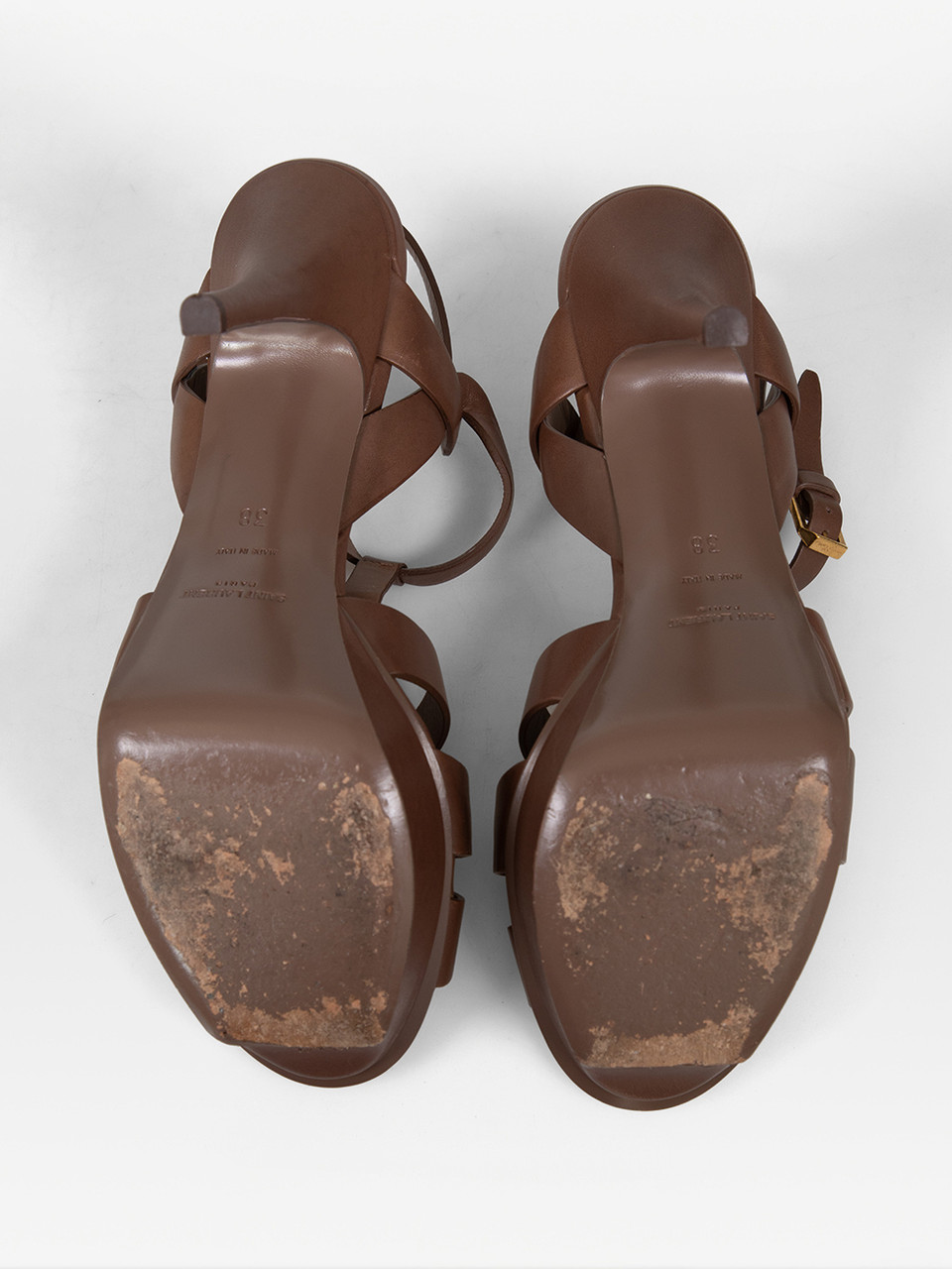 Saint Laurent Brown Tribute Leather Sandals Saint Laurent Brown Tribute Leather Sandals