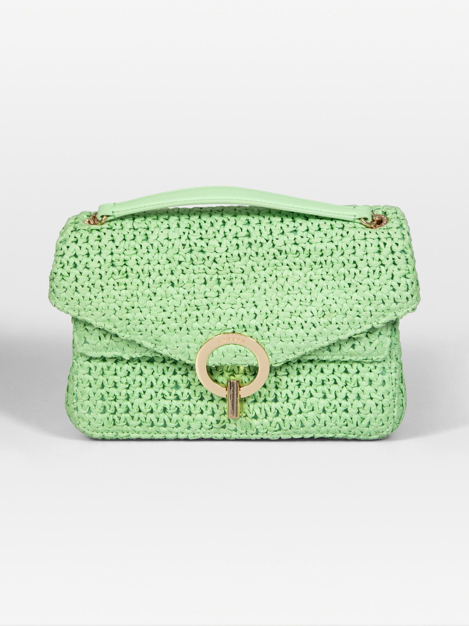 Sandro Green Raffia YZA Shoulder Bag