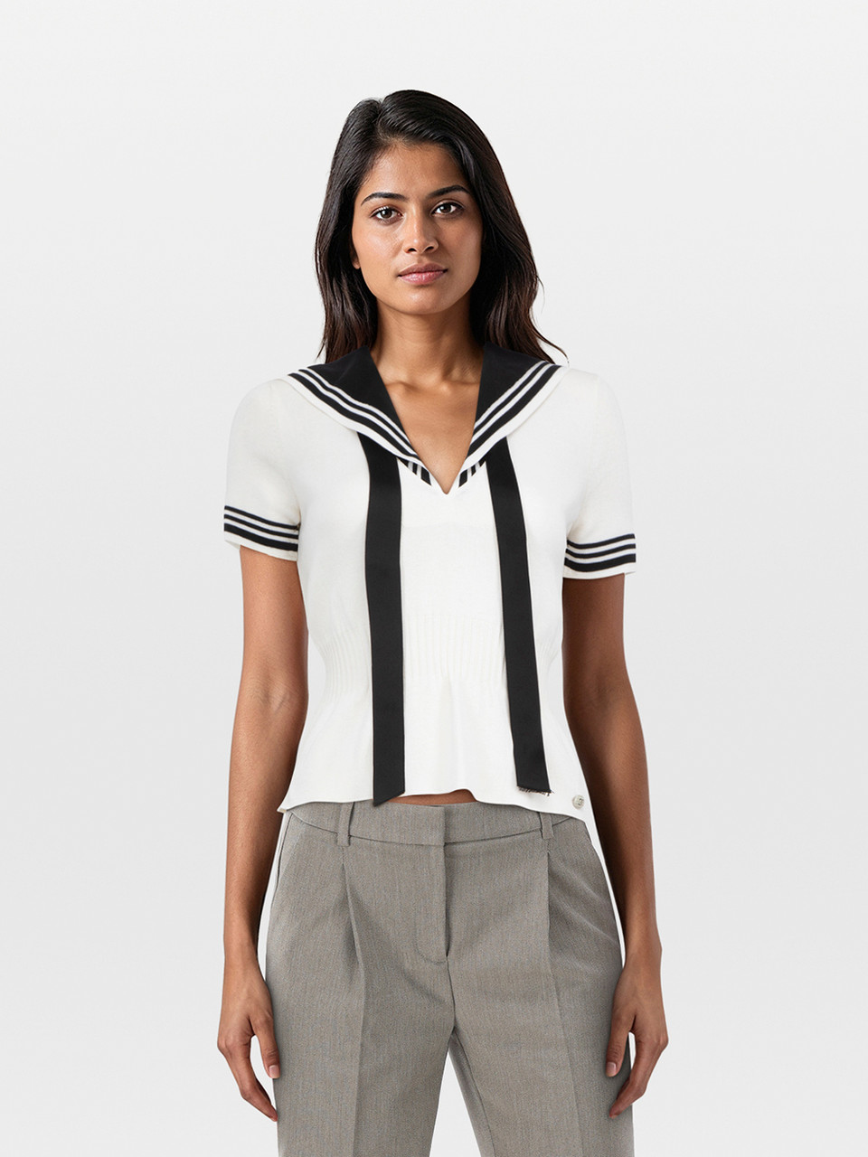 Chanel 2010 Sailor Collar Knit Top Chanel 2010 Sailor Collar Knit Top