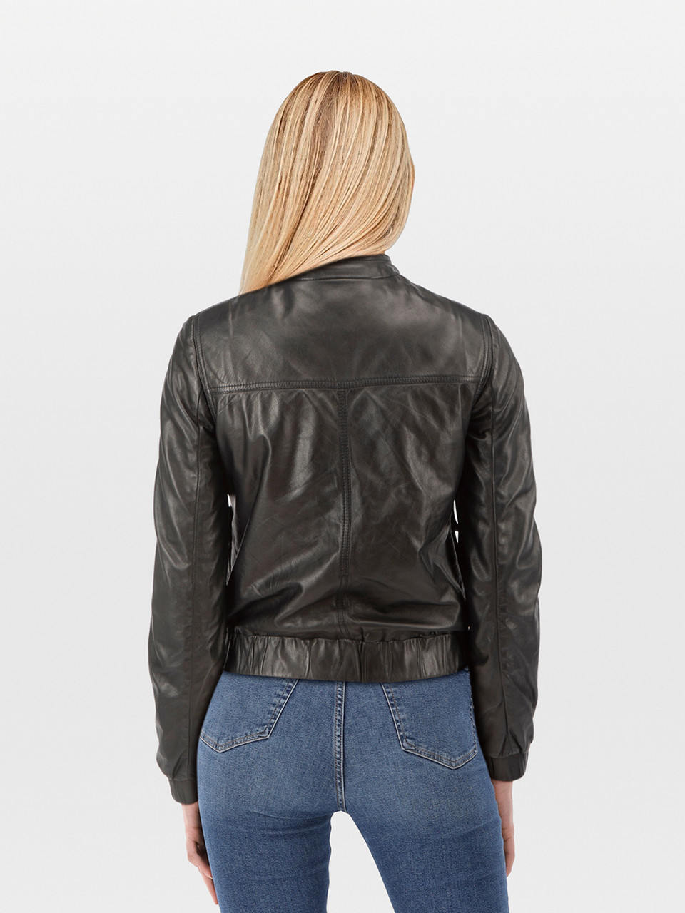Joseph Black Leather Zip Jacket
