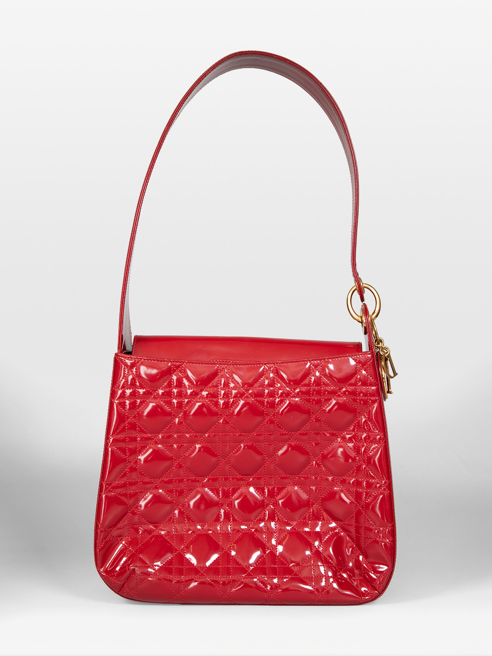 Dior Red Patent Leather Long Strap Cannage Bag