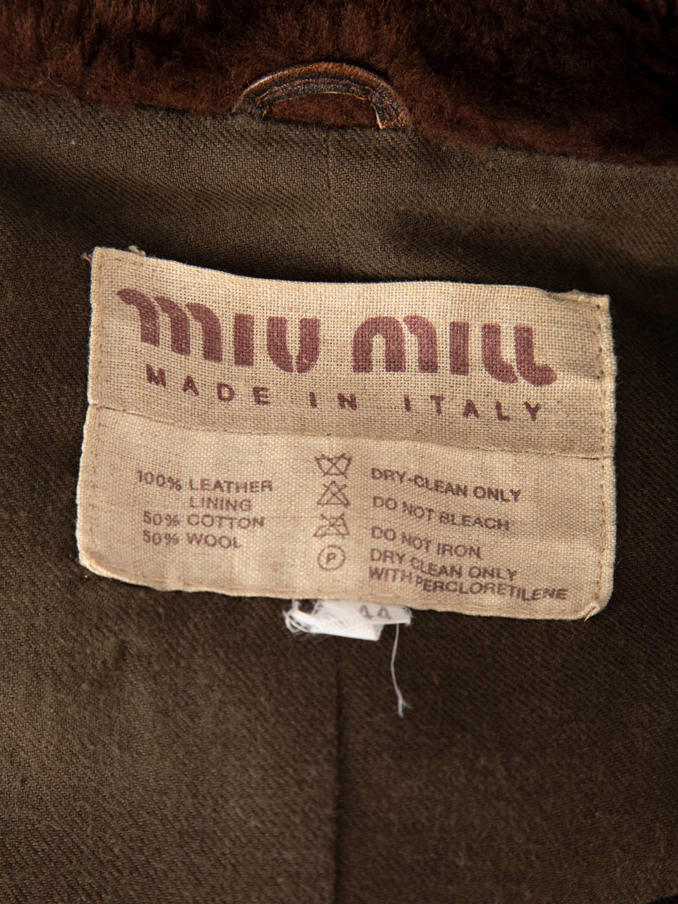 Miu Miu Vintage Brown Leather Fur Collar Jacket