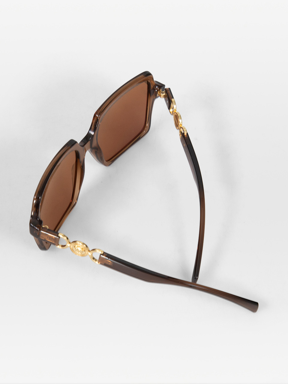 Versace Brown Square Frame Medusa Logo Sunglasses