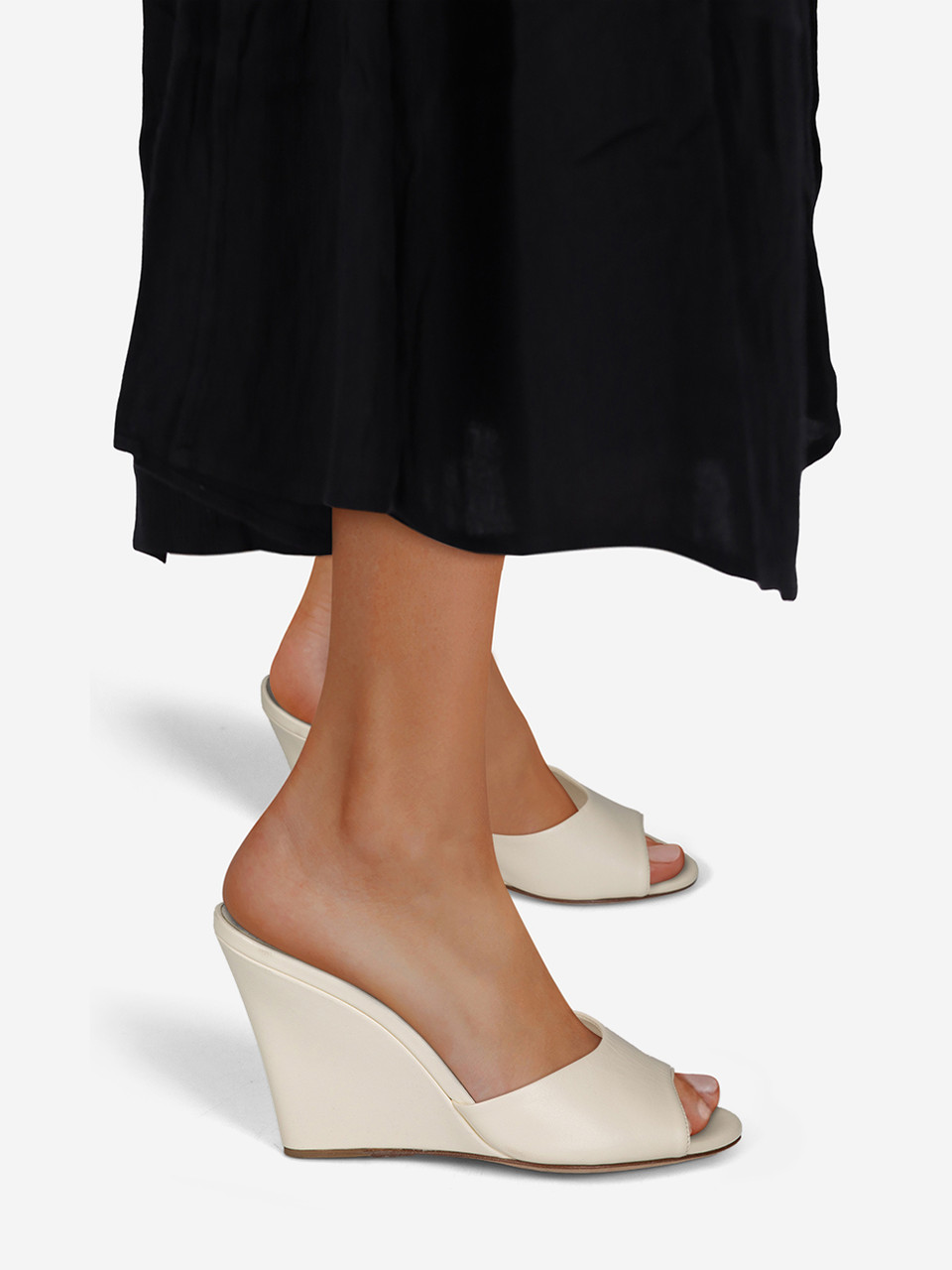 Paris Texas Vanilla White Leather Wedge Sandals