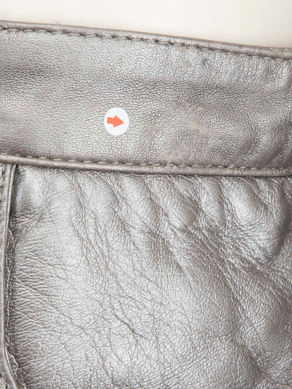 Balmain Silver Leather Fitted Mini Skirt