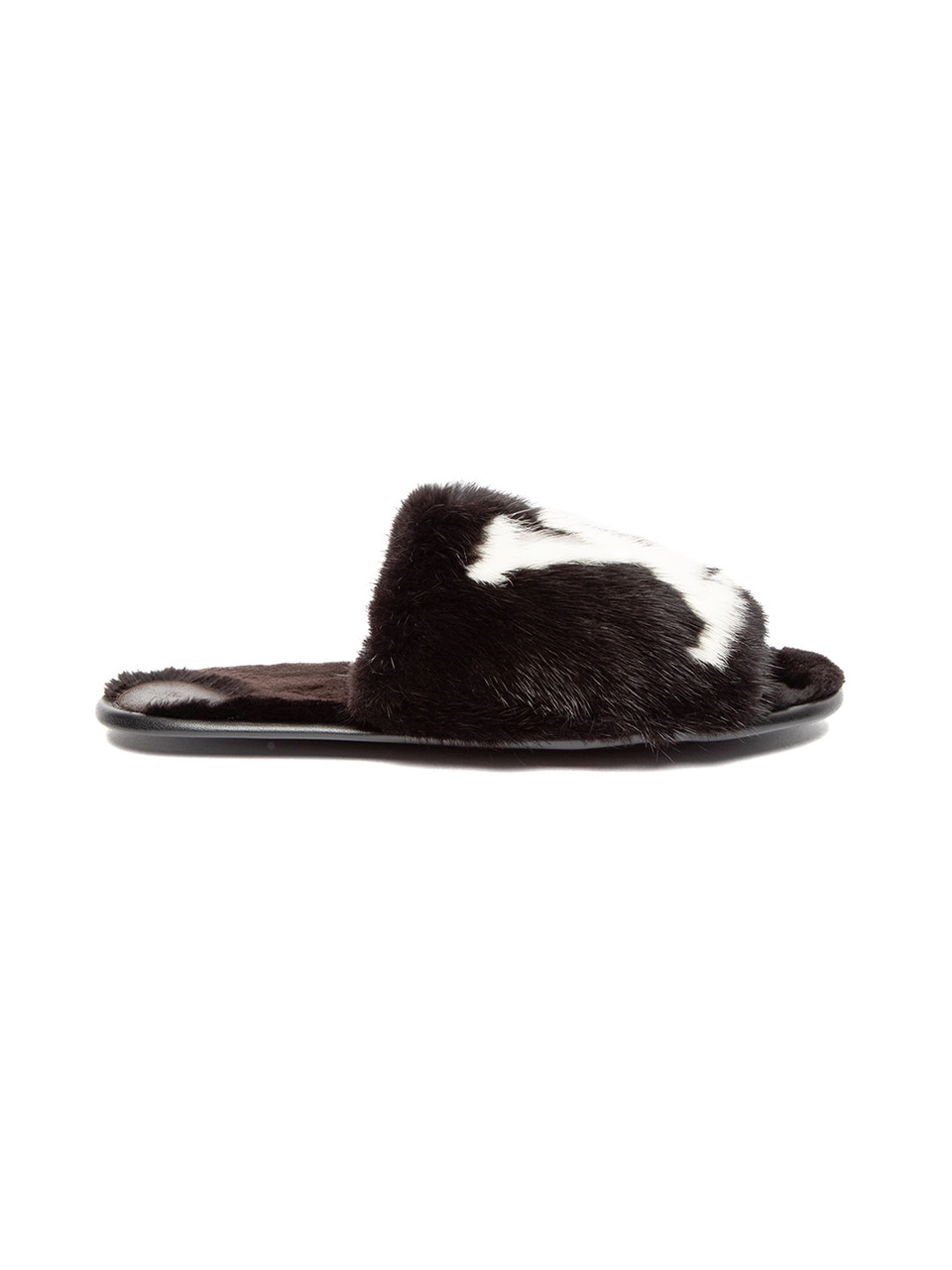 Louis Vuitton mink fur slippers shoes slides mules womens size 35