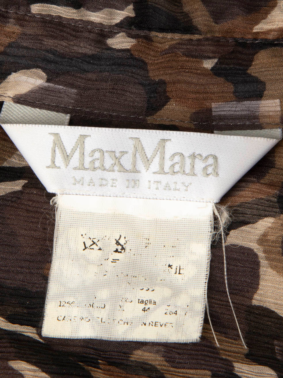 Max Mara Sheer Camo Print Long Sleeve Shirt