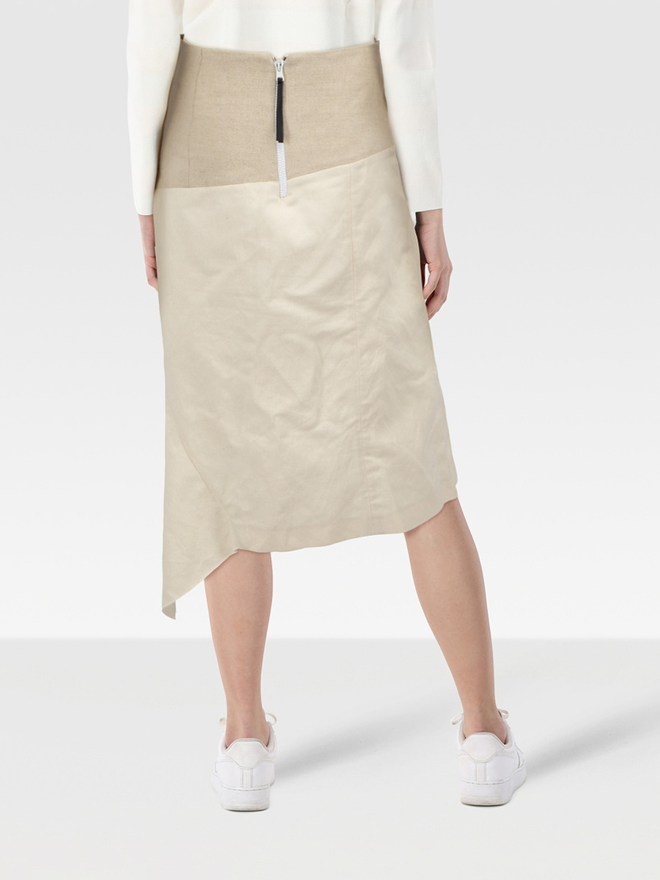 Marni Cream Asymmetric Midi Skirt