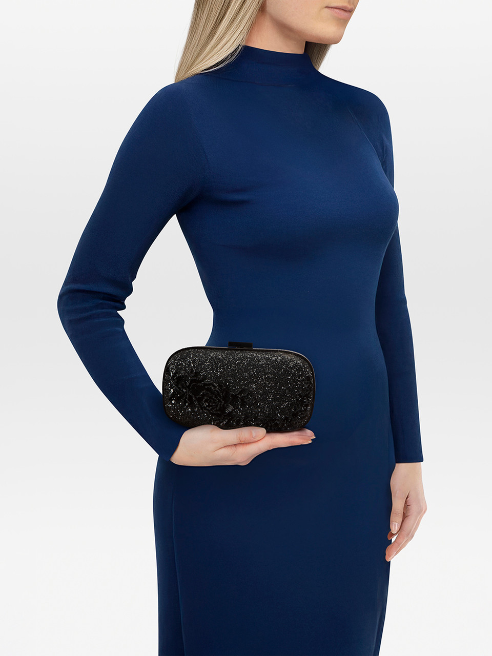 Anya Hindmarch Black Glitter Embellished Clutch