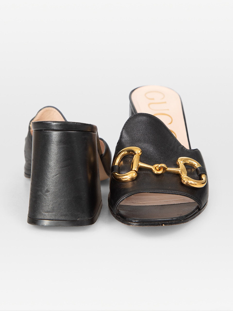 Gucci Black Leather Horsebit Charlotte Mules