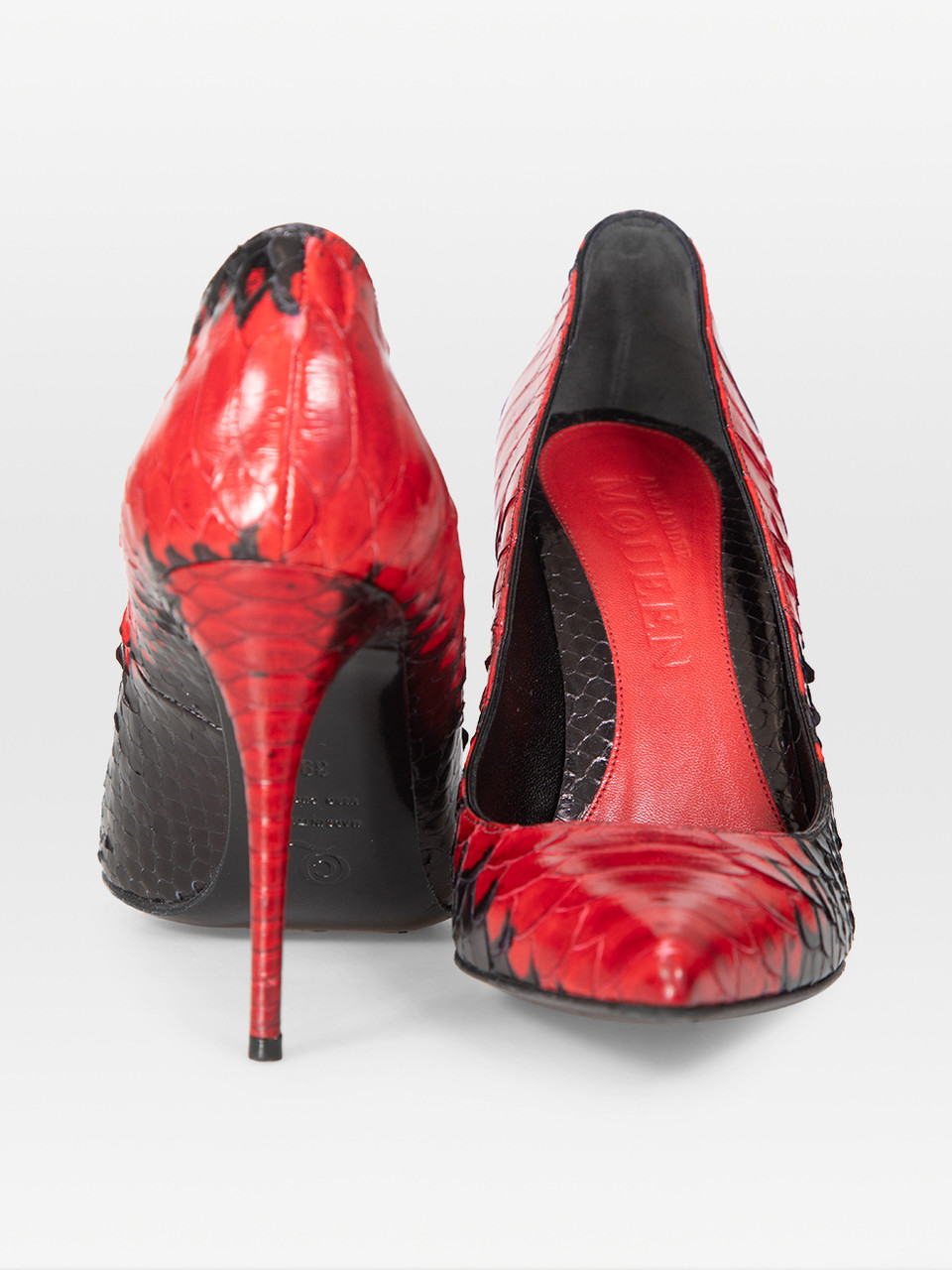 Alexander McQueen Red & Black Python Pumps