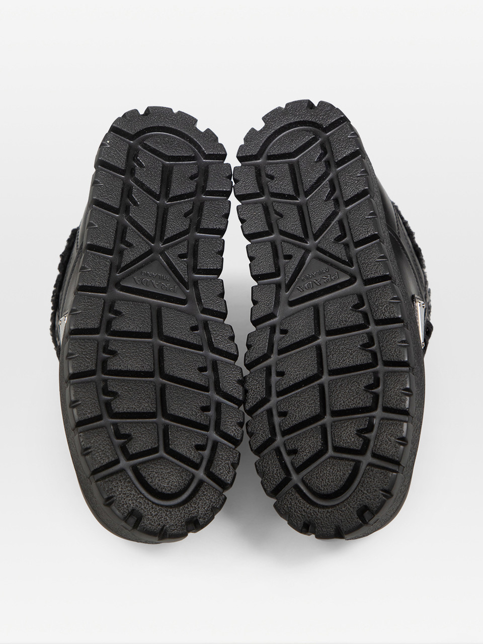 Prada Black Leather Shearling Lined Trainers