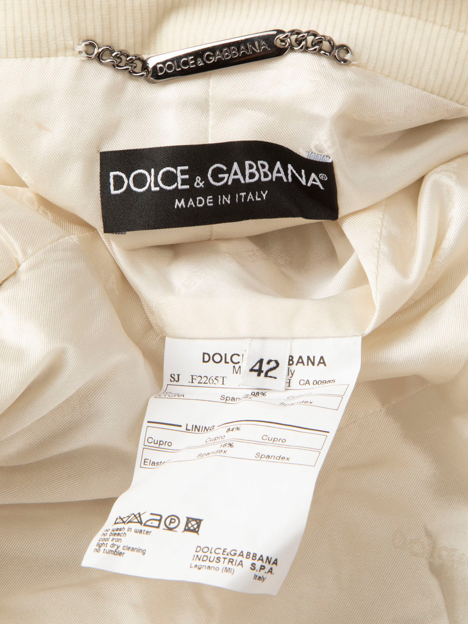 Dolce & Gabbana Ecru Corduroy Single Breast Jacket
