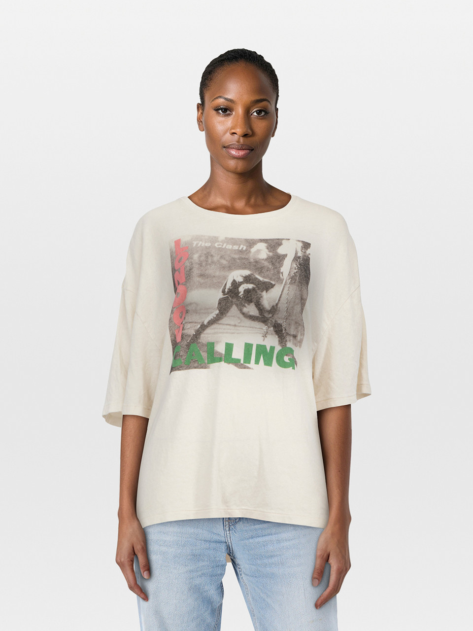 R13 Ecru Graphic Print Oversized T-Shirt