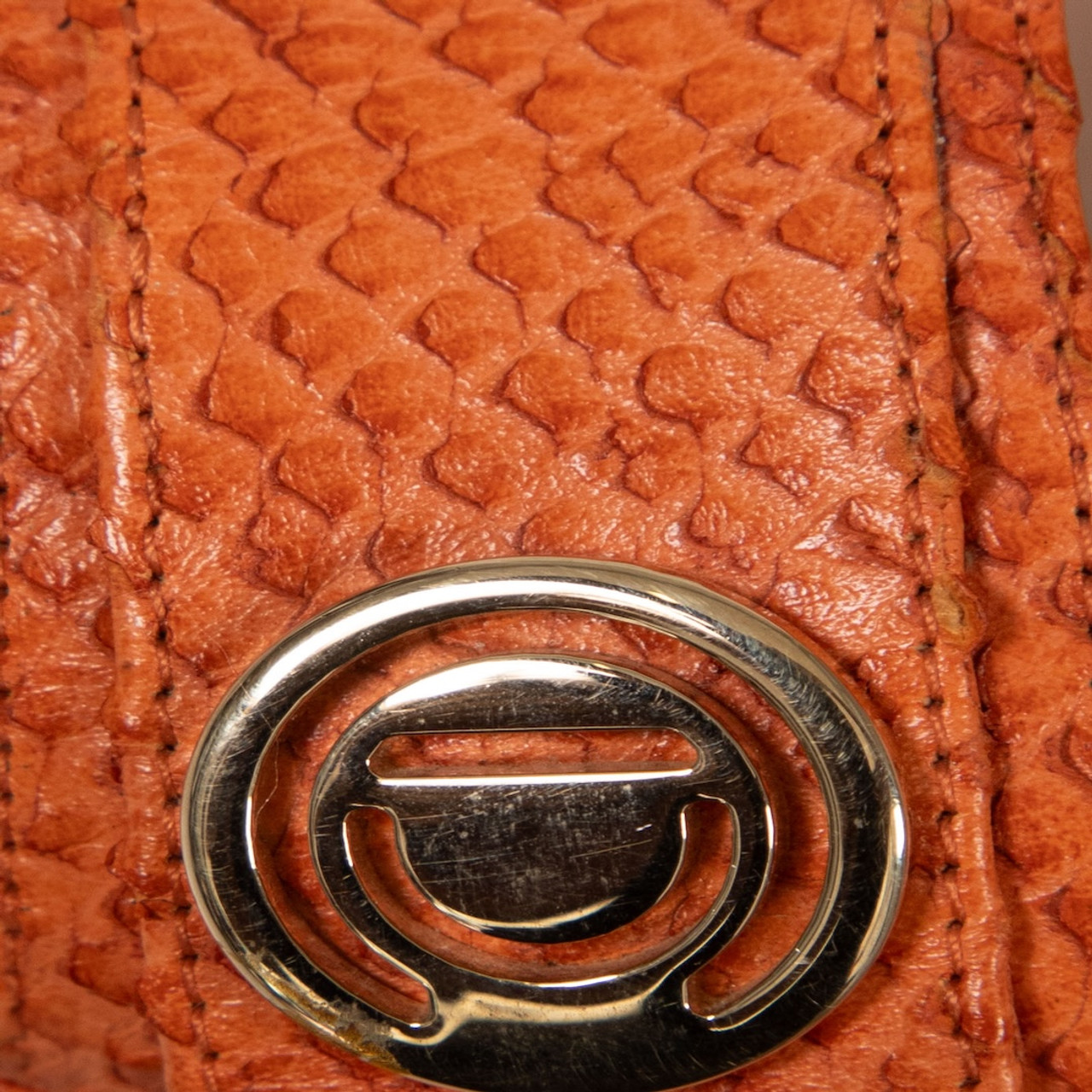 Dior Orange Python Leather Slingback Sandals