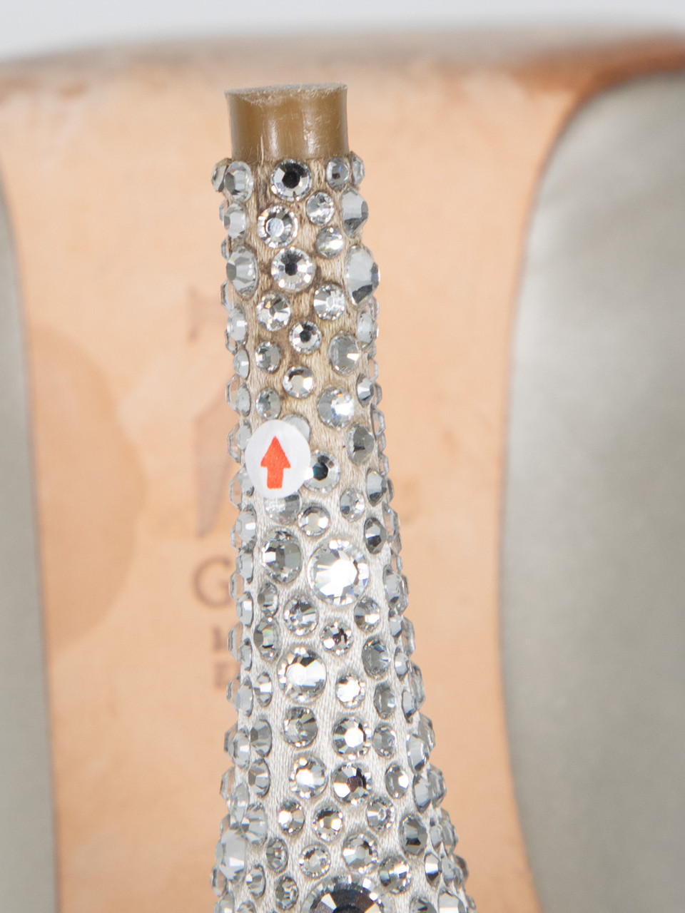 Gina Silver Crystal Embellished Peep Toe Heels