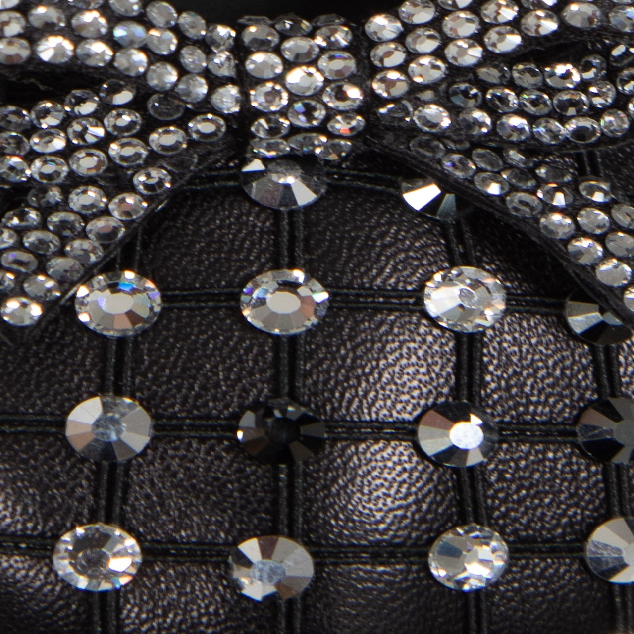 Rene Caovilla Black Leather Crystal Embellished Ballet Flats